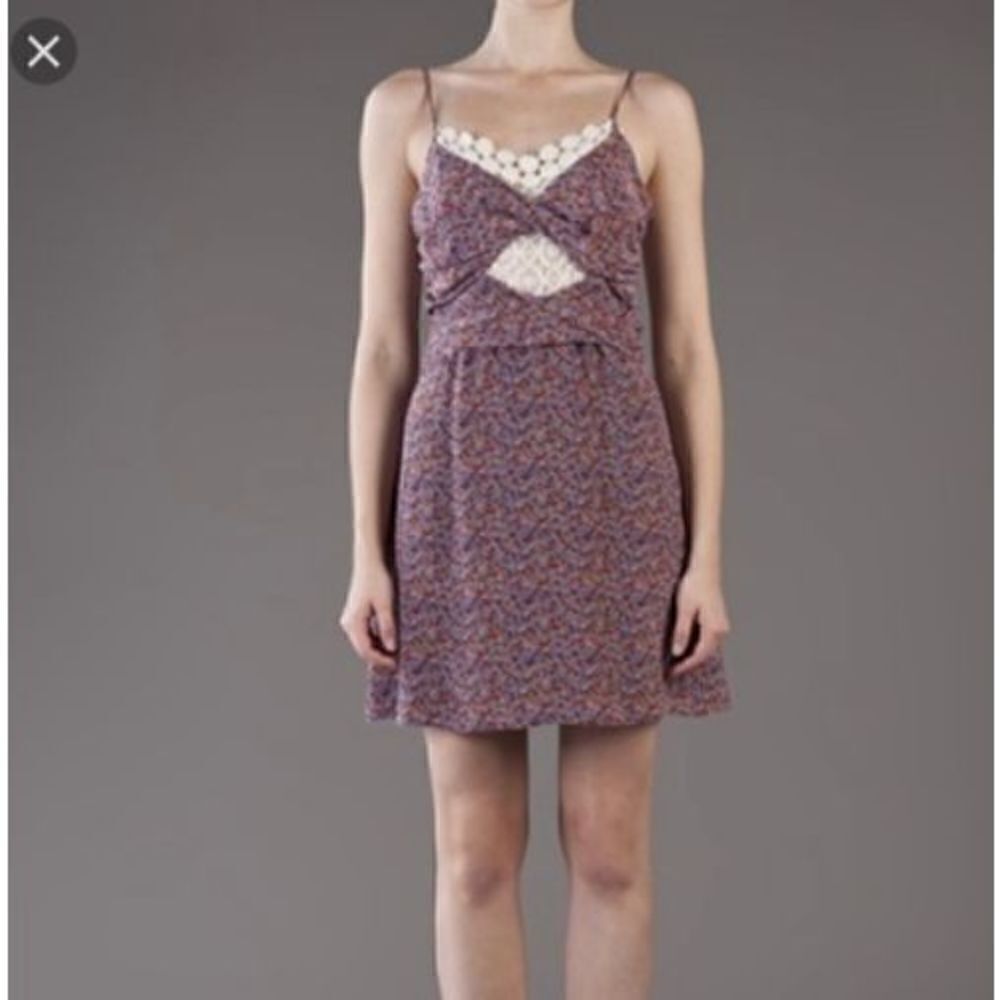 Charlotte Robson 100% Silk Floral/Lace Mini Dress - 4